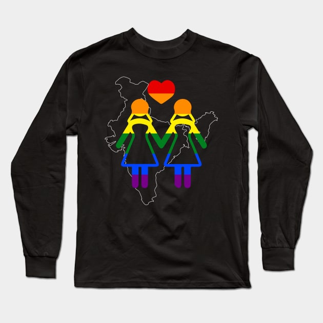 India Lesbian Pride Shirt Celebrate Lesbian Rights In India Long Sleeve T-Shirt by sheepmerch